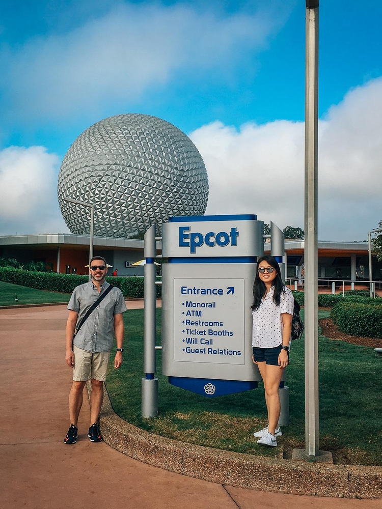 Kris and Jessica at the Entrance to EPCOT 2