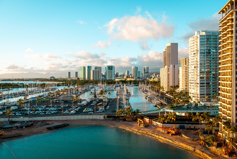 Evening over the Hilton Hawaiian Village Waikiki