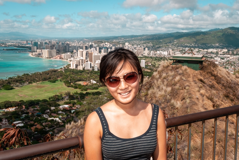 Jessica atop Diamond Head