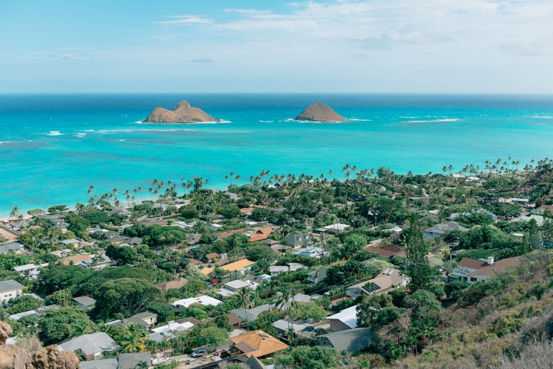 Overlooking Na Mokulua and Lanikai Beach from the Pillbox Trail