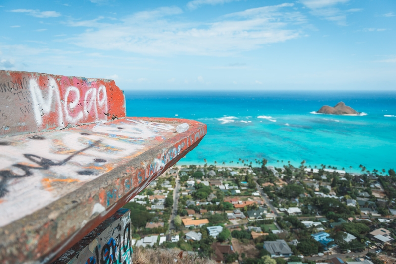 The View of Lanikai from the top of the Pill Box Trail