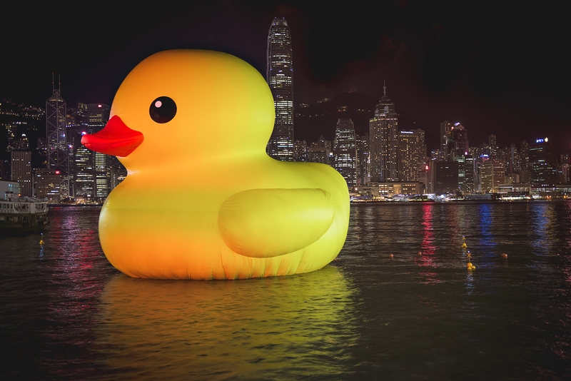 Yellow Duck Floats on Manhattan Harbor
