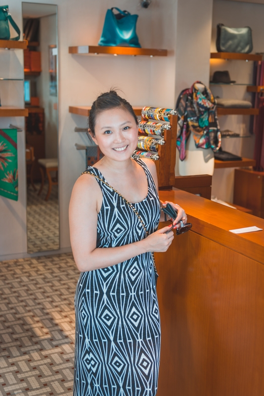 Jessica at the Hermes Boutique in Gustavia