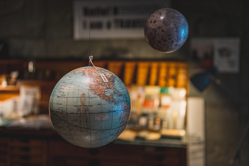 Globes in a Book Store