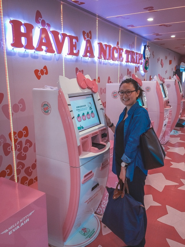 Checking in for a Hello Kitty Flight