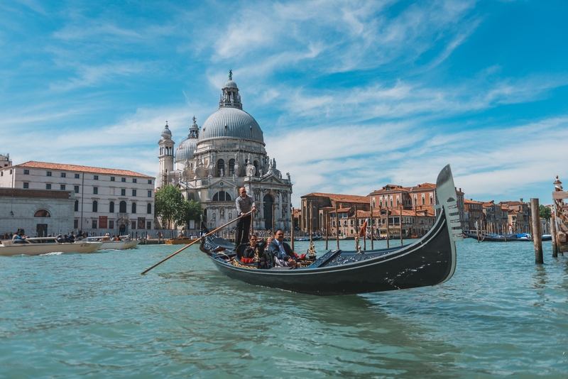 A Gondola on the Grand Canal and the Santa Maria Della Salute Ch