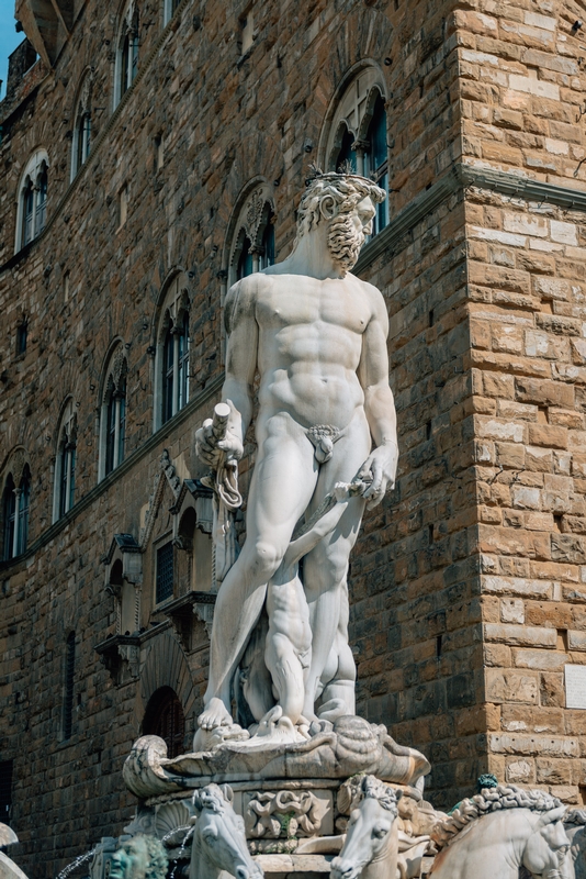 Classical Marble Statue in Renaissance Piazza