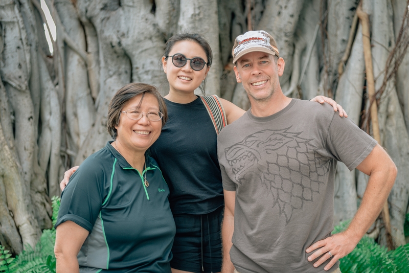 Deborah Jessica and John at the Moana Surfrider Banyan Tree