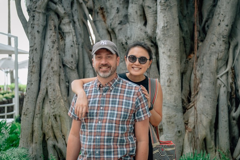 Kris and Jessica at the Moana Surfrider Banyan Tree