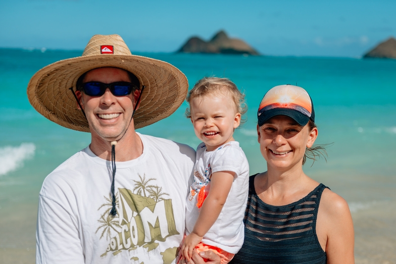 The McDermotters in Hawaii on Lanikai Beach