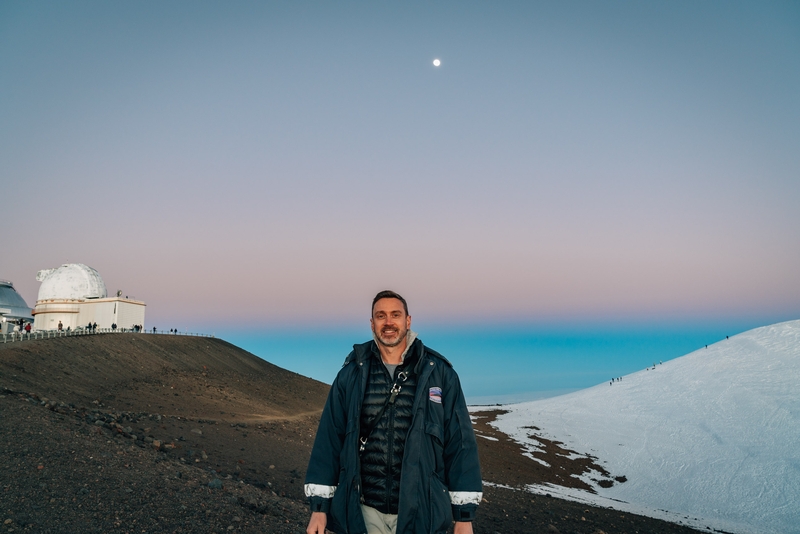 Moonrise at Sunset over Mauna Kea