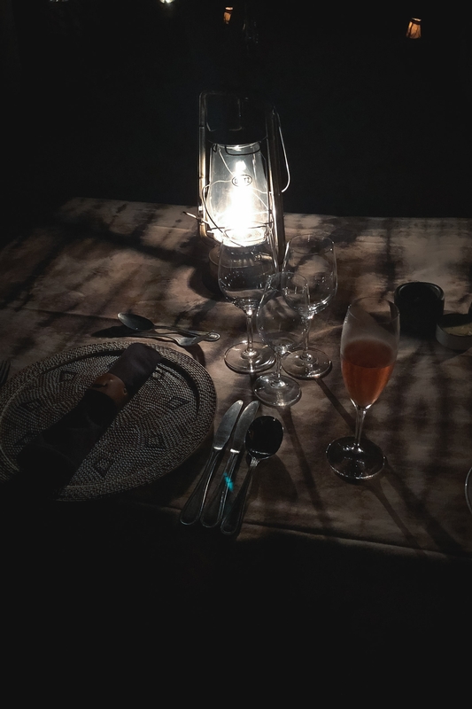 Elegant Nighttime Outdoor Dinner Setting