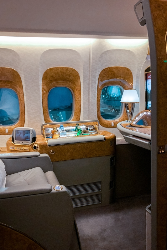 Luxury Aircraft Cabin Interior at Night