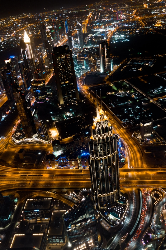 Illuminated Downtown Dubai at Night