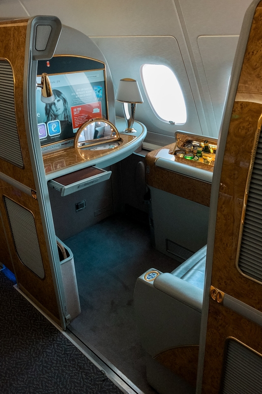 First-Class Airplane Cabin With Wood Trim