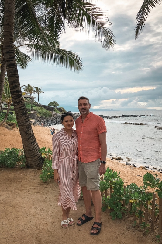 Couple on Tropical Beach With Palms