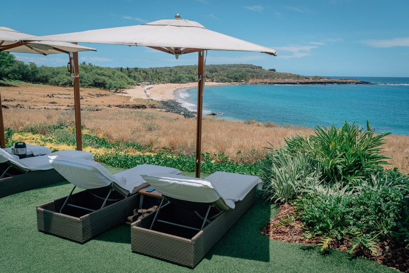 Loungers above Hulopoe Beach Lanai