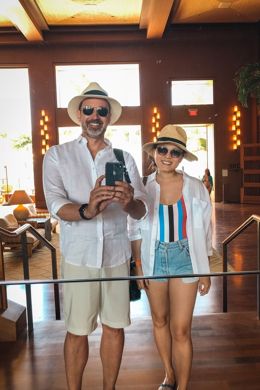 Tourists Taking Selfie in Resort Lobby