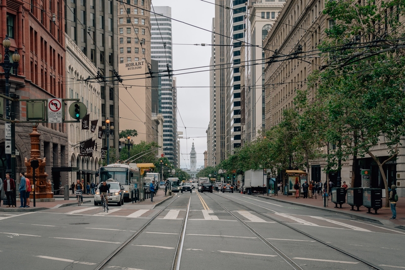 Looking Down Market Street in San Francisco