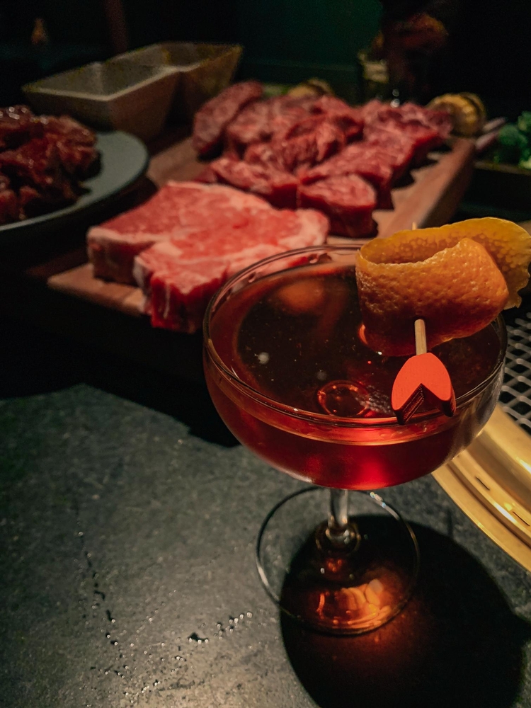 A Manhattan and Korean Ribeye