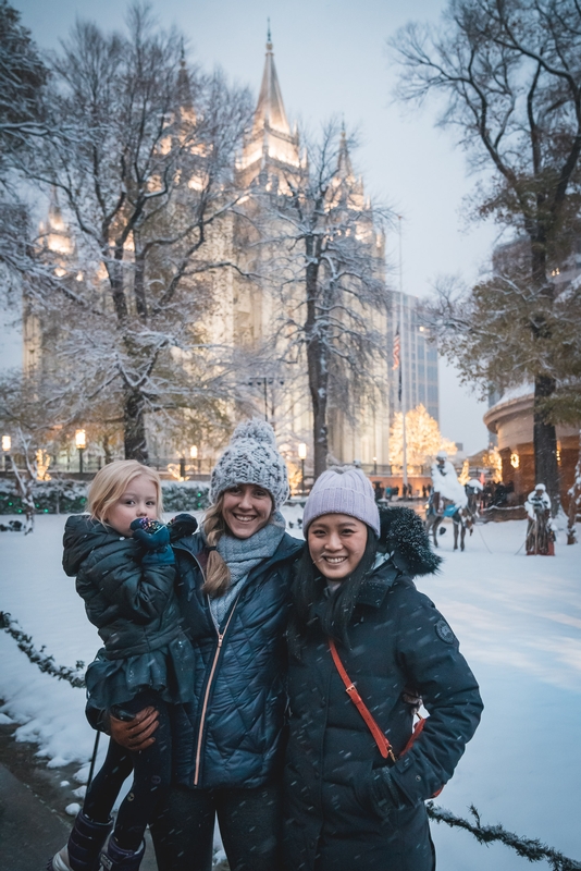 Clara Martha and Jessica at Temple Square