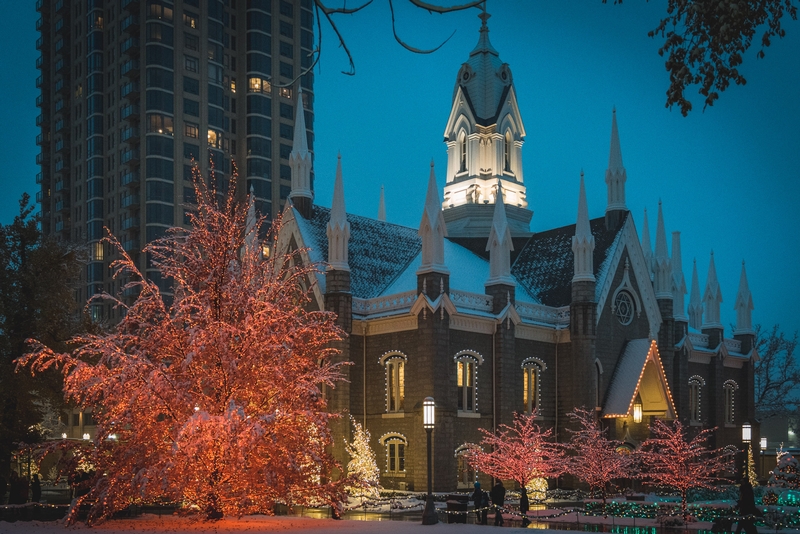 Historic Chapel Glowing at Twilight