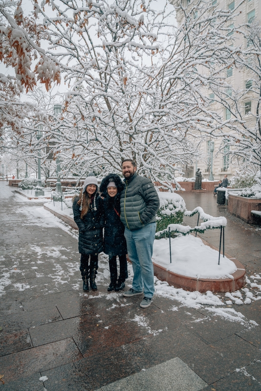 Jennifer Jessica and Keane at Temple Square