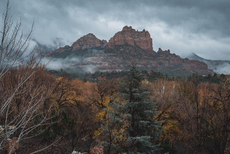 Red Rock Formations in Misty Sedona