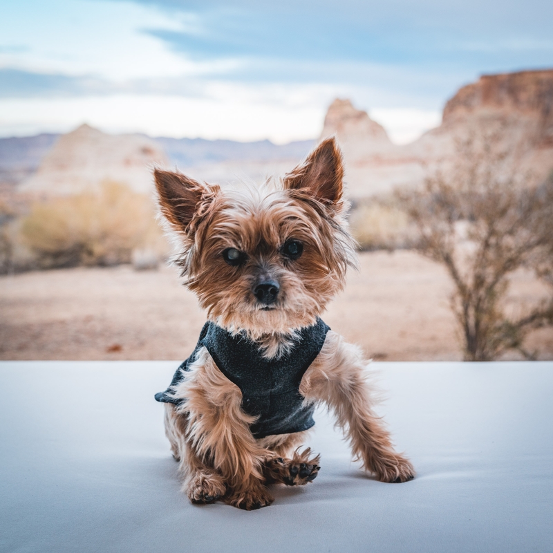 Desert Terrier in Black Harness