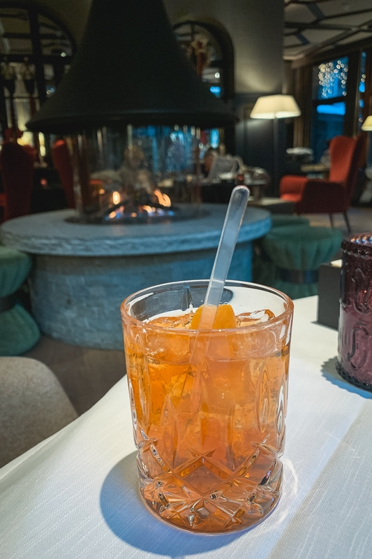 Amber Cocktail in Modern Lounge