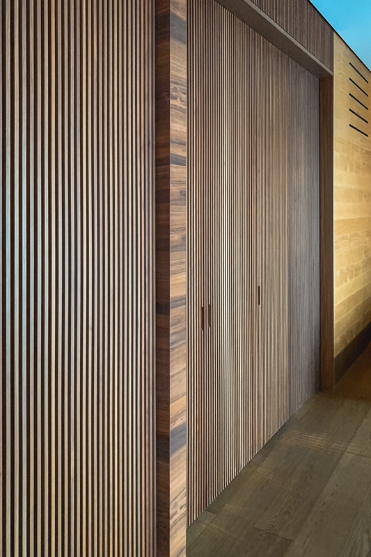 Vertical Wooden Slats Under Golden Light
