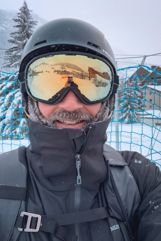 Skier With Mirrored Goggles Smiling