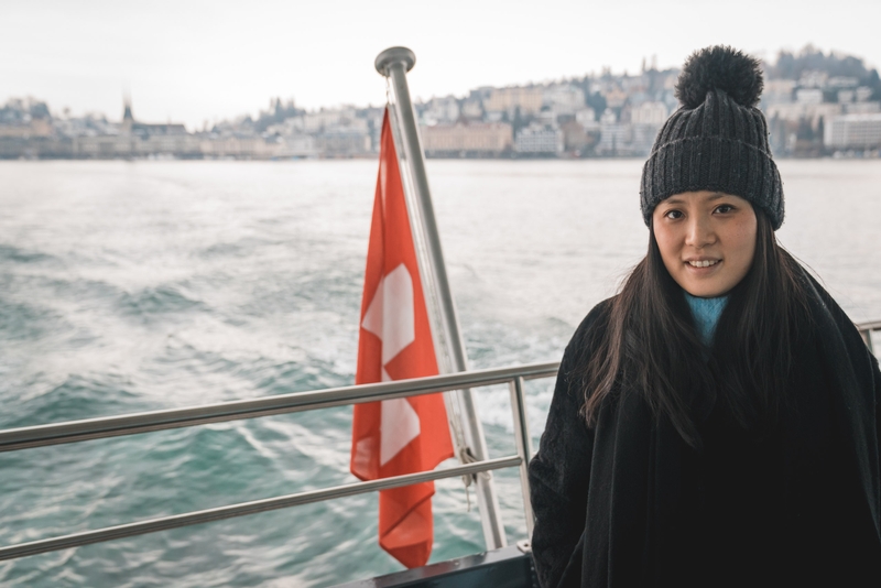 Jessica on the Boat to Burgenstock