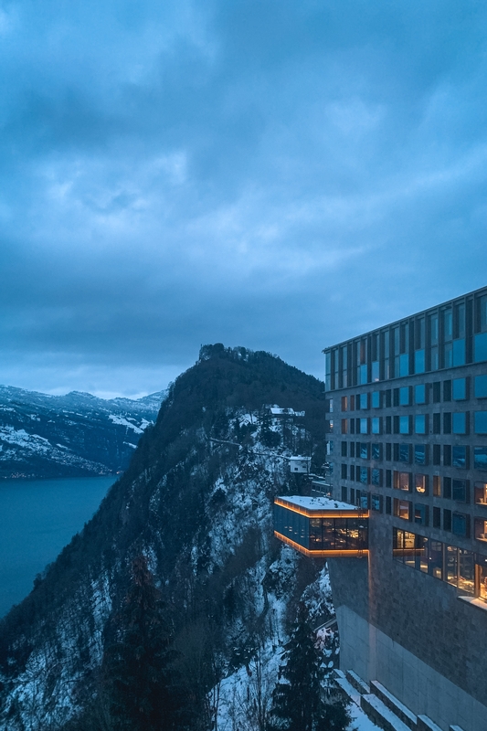 Alpine Hotel Overlooking Turquoise Lake