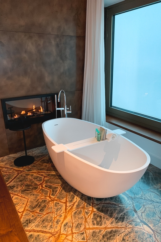 Modern Luxury Bathroom With Fireplace