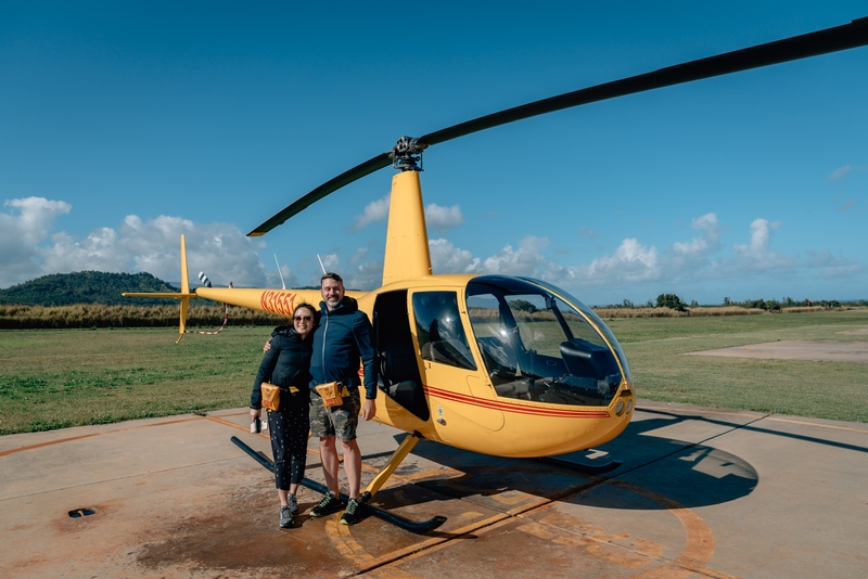 Jessica and Kris Depart Their Helicopter