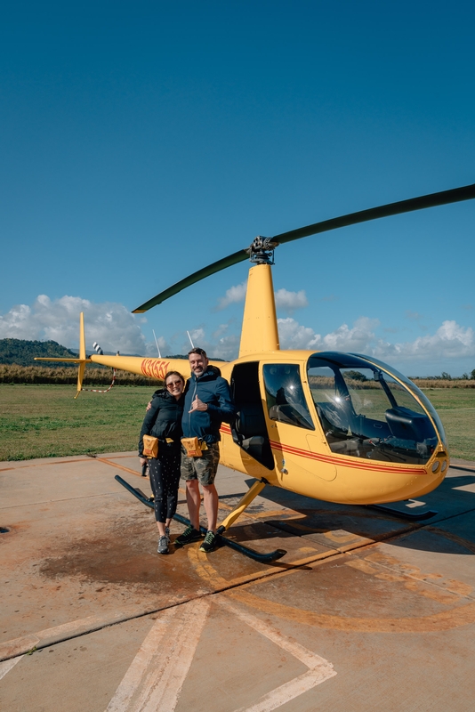 Jessica and Kris Outside the Helicopter