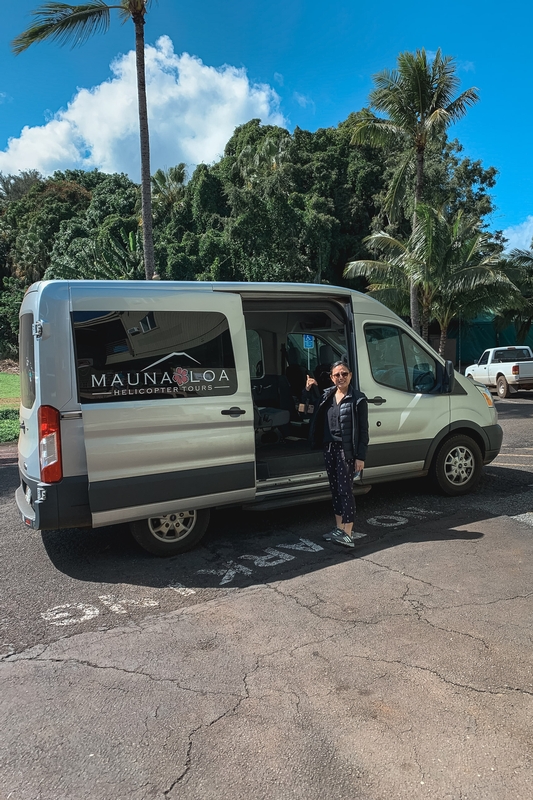 Woman With Mauna Loa Helicopter Tour Van