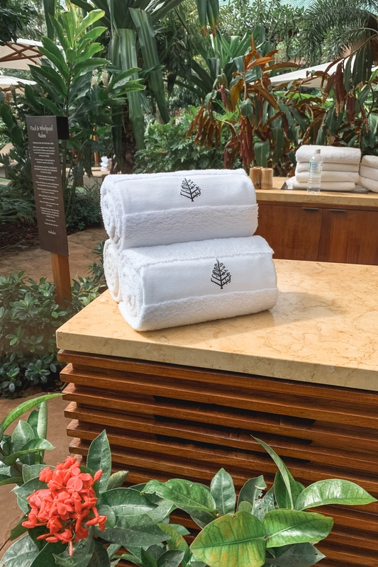 Embroidered Towels in Tropical Greenhouse