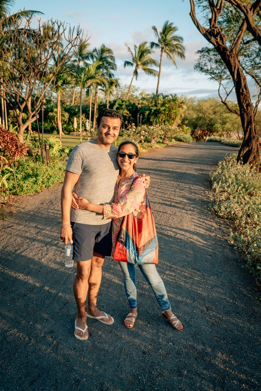 Moki & Ragini Walk Toward the Beach at Sunset