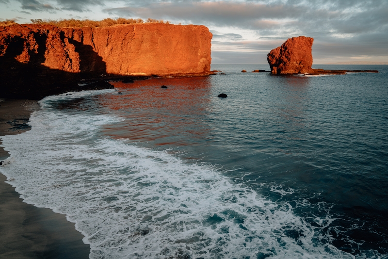 Sweetheart Rock and the Beach at Sunset