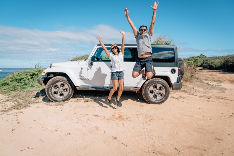 The Group Jeep Photo - Ragini & Moki Leap for Lanai