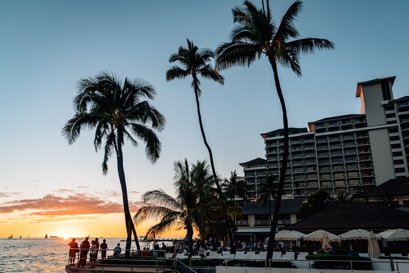 Sunset Spectators at the Halekulani Hotel