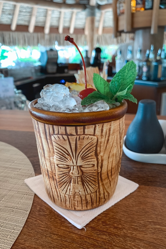 Tropical Tiki Cocktail at Bar