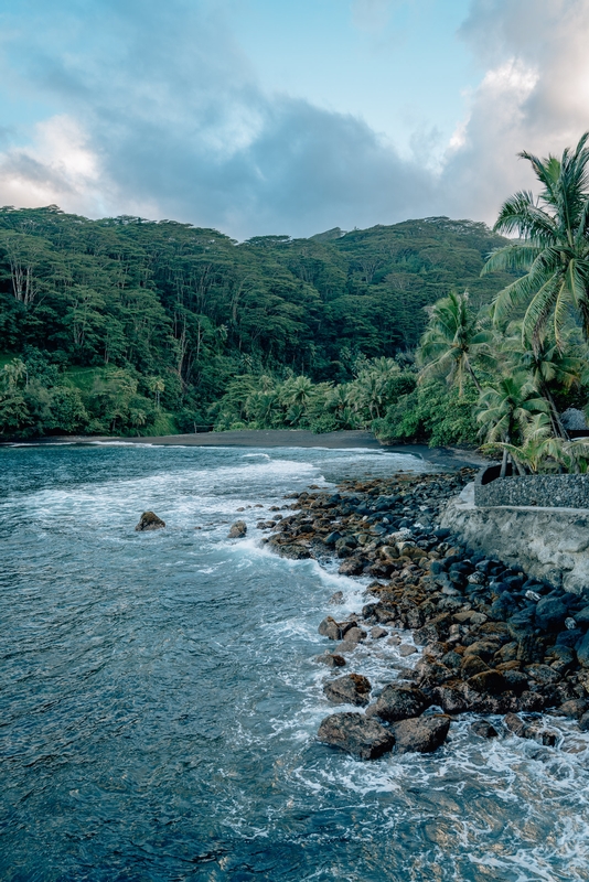 A Black Sand Beach on Tahiti