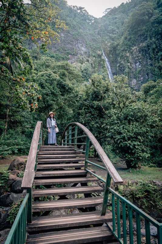 Jessica on the Bridge to the Waterfall