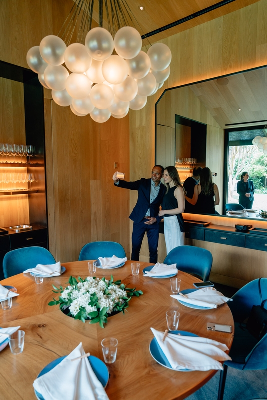 Modern Dining Room With Spherical Pendant