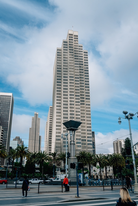 Art Deco Skyscraper in Urban Plaza