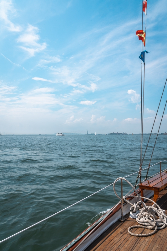Sailboat With Manhattan Skyline View