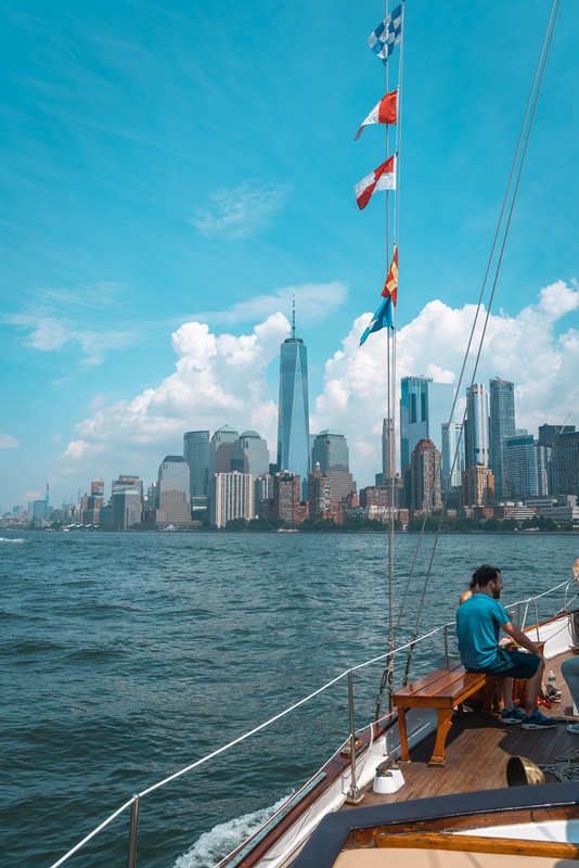 Sailor Gazing at Manhattan Skyline